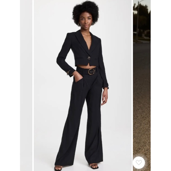 Veronica Beard Black Cropped Linen Blend Single Breast Jacket NWT Buckle Cuff - Picture 13 of 15